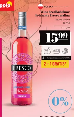 Wino bezalkoholowe Frizzante Fresco malina promocja w POLOmarket