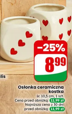 Osłonka ceramiczna kostka śr. 10,5 cm promocja w Dino