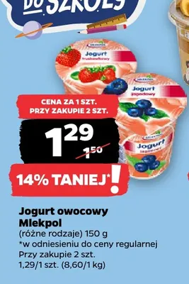 Jogurt owocowy truskawkowy Mlekpol promocja w Netto