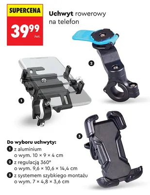 Uchwyt rowerowy na telefon z systemem szybkiego montażu promocja w Biedronka