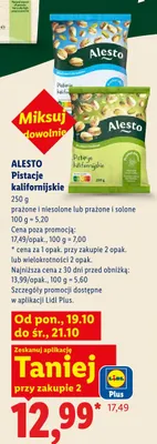 Pistacje kalifornijskie prażone i solone Alesto promocja w Lidl