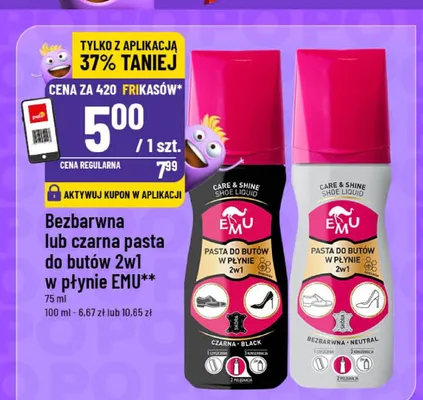 Bezbarwna pasta do butów 2w1 w płynie EMU promocja w POLOmarket