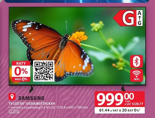 Telewizor LED Samsung UE50U8072FUXXH promocja w Selgros
