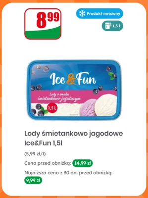 Lody śmietankowo-jagodowe Ice & Fun promocja w Dino