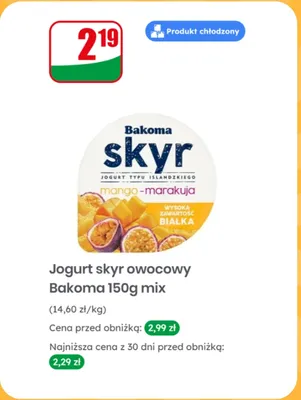 Jogurt skyr owocowy mango-marakuja promocja w Dino