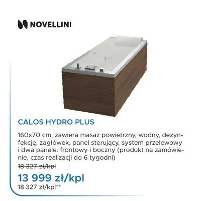 Wanna z hydromasażem Novellini Calos Hydro Plus promocja w Blu Salony Łazienek