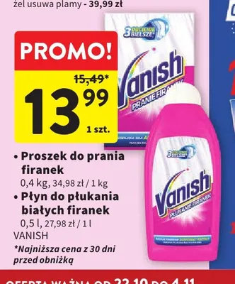 Płyn do płukania białych firanek Vanish promocja w Intermarche