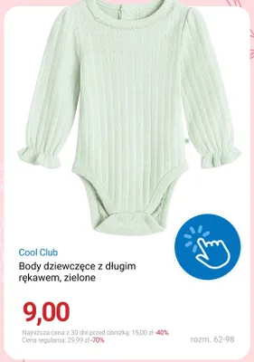Body dziewczęce z długim rękawem zielone Cool Club promocja w Smyk