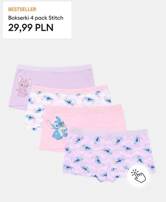 Bokserki 4-pak Stitch promocja w Sinsay