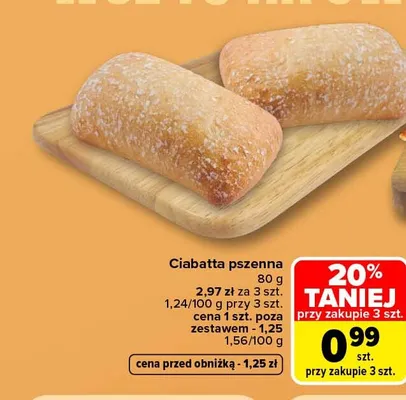 Ciabatta pszenna promocja w Carrefour