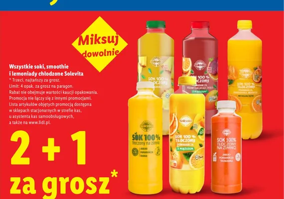 Soki, smoothie i lemoniady chłodzone Solevita promocja w Lidl