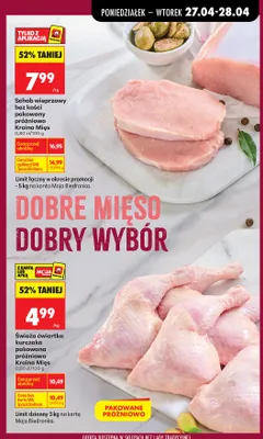 Świeża ćwiartka kurczaka pakowana próżniowo Kraina Mięs promocja w Biedronka