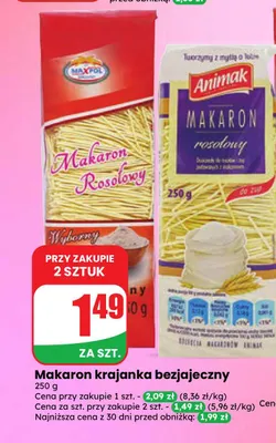 Makaron krajanka bezjajeczny Maxpol promocja w Dino