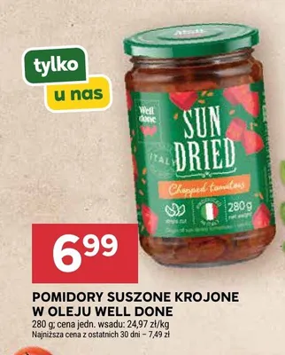 Pomidory suszone krojone w oleju Well Done promocja w Stokrotka