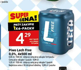 Piwo bezalkoholowe Lech 4-pak promocja w Twój Market