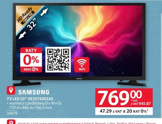 Telewizor Samsung Tv LED 32" UE32T4302AE promocja w Selgros