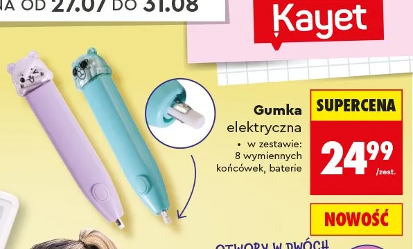 Gumka elektryczna Kayet promocja w Biedronka