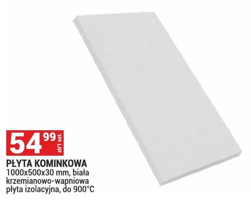Płyta kominkowa 1000x500x30mm biała krzemianowo-wapniowa płyta izolacyjna do 900°C promocja w Merkury Market