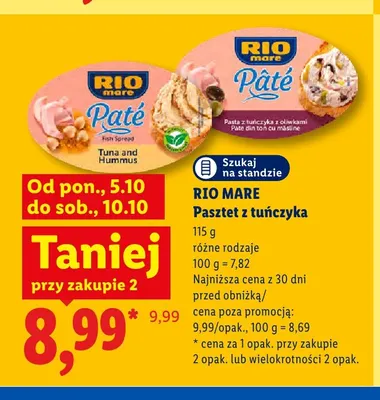 Pasztet z tuńczyka Pâté z oliwkami Rio Mare promocja w Lidl