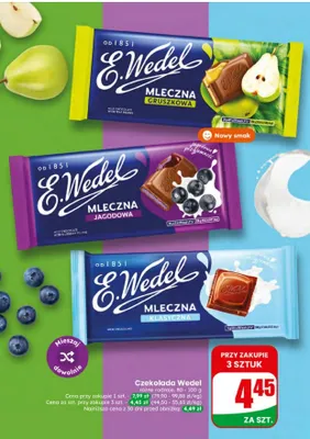Czekolada mleczna gruszkowa E.Wedel promocja w Dino