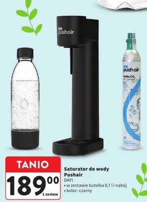 Saturator do wody w zestawie butelka 0.7 l i nabój kolor: czarny promocja w Intermarche