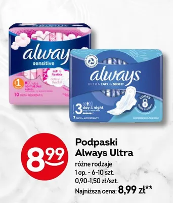 Podpaski Ultra różne rodzaje Always promocja w Żabka