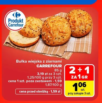 Bułka wiejska z ziarnami Carrefour promocja w Carrefour
