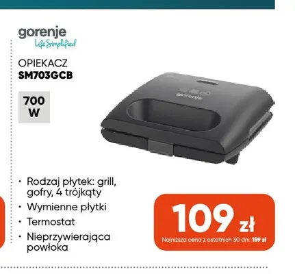 Opiekacz SM703GCB Gorenje promocja w Max Elektro