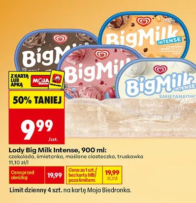 Lody Big Milk Intense śmietanka promocja w Biedronka
