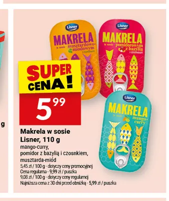 Makrela w sosie Lisner musztarda-miód promocja w Twój Market