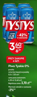 Piwo bezalkoholowe Tyskie 0% promocja w Żabka