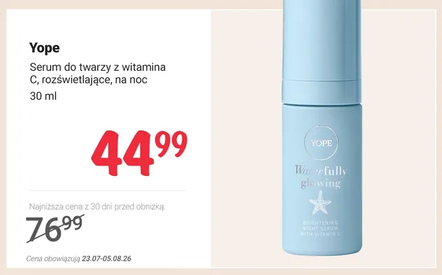 Serum do twarzy z witaminą C rozświetlające na noc Yope promocja w Rossmann