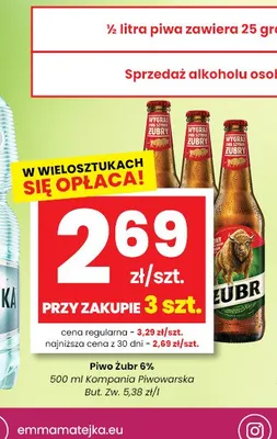 Piwo Żubr 6% promocja w emma MARKET