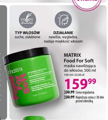 Maska nawilżająca do włosów Matrix Food For Soft promocja w Hebe