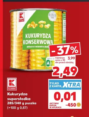 Kukurydza supersłodka K-Classic promocja w Kaufland
