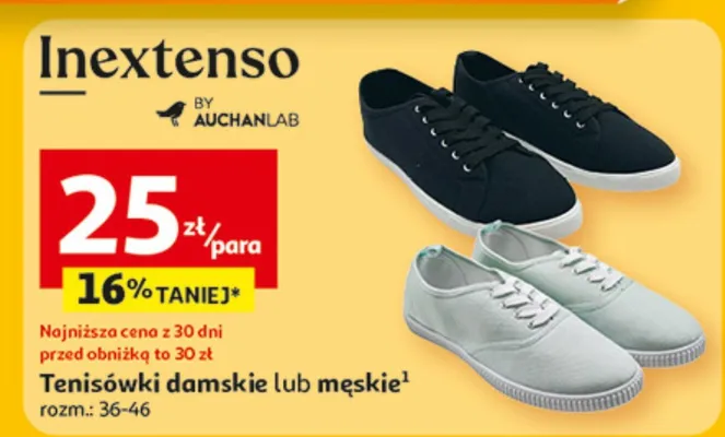 Tenisówki damskie lub męskie promocja w Auchan