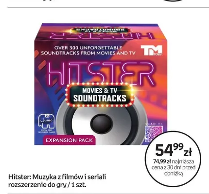 Gra planszowa Hitster: Muzyka z filmów i seriali rozszerzenie do gry promocja w Empik