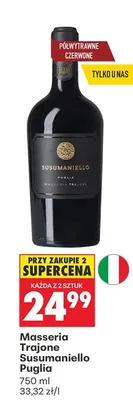 Wino Masseria Trajone Susumaniello Puglia czerwone półwytrawne promocja w Biedronka
