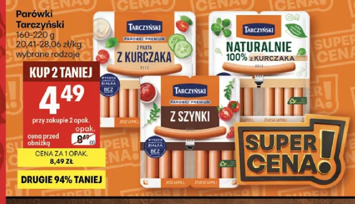 Parówki z fileta z kurczaka Tarczyński promocja w Delikatesy Centrum
