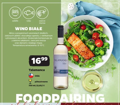 Wino białe półwytrawne Talamanca promocja w Netto