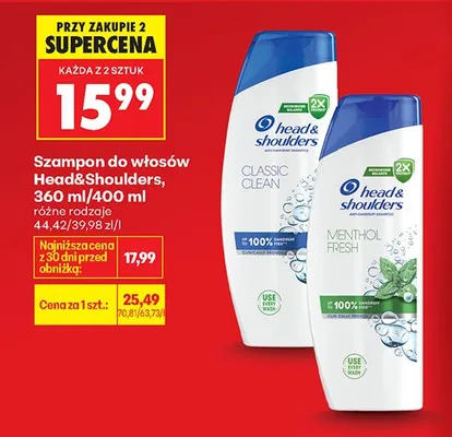 Szampon do włosów classic clean Head&shoulders promocja w Biedronka