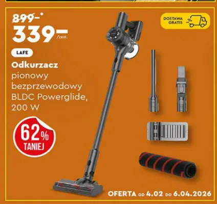 Odkurzacz pionowy bezprzewodowy BLDC Powerglide, 200 W promocja w Biedronka