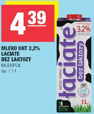 Mleko UHT 3.2% Łaciate bez laktozy promocja w SPAR