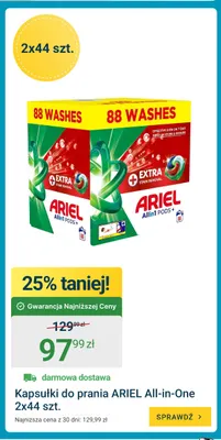 Kapsułki do prania Ariel All-in-One 2-pak 44 szt promocja w ERLI