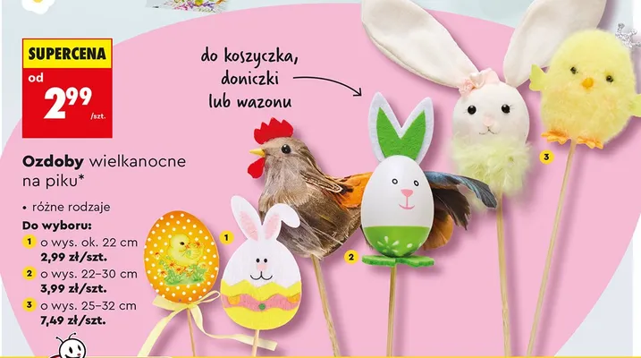 Ozdoby wielkanocne na piku 25-32 cm promocja w Biedronka