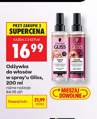 Odżywka do włosów w spray'u Gliss Liquid Silk promocja w Biedronka