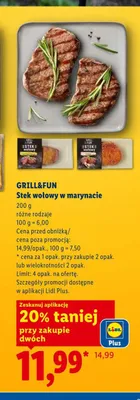 Stek wołowy w marynacie GRILL&FUN promocja w Lidl