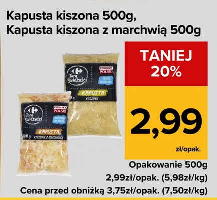 Kapusta kiszona 500g promocja w Supeco