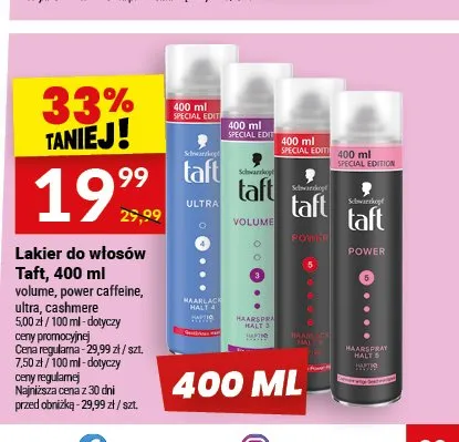 Lakier do włosów Schwarzkopf Taft Power promocja w Twój Market
