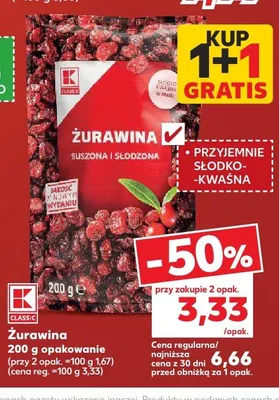 Żurawina suszona i słodzona K-Classic promocja w Kaufland